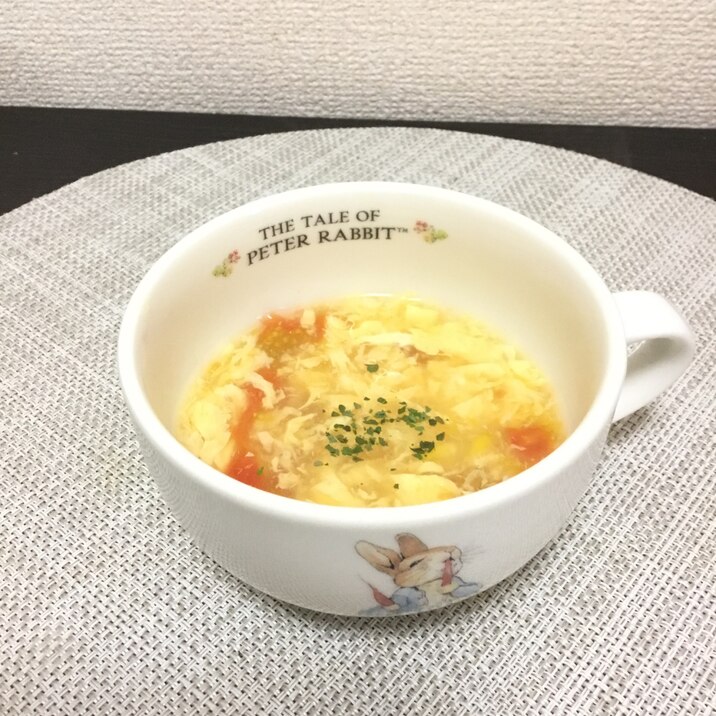 中華だしのトマトと卵のスープ♡